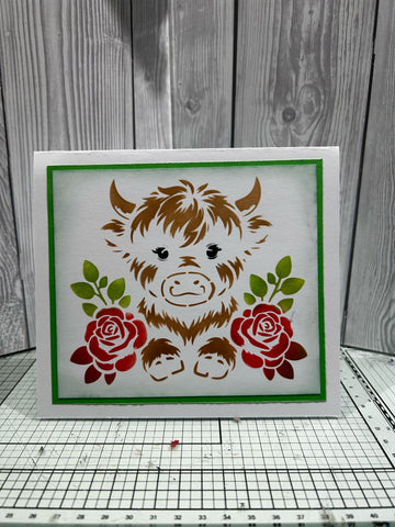 Highland Cow with Roses