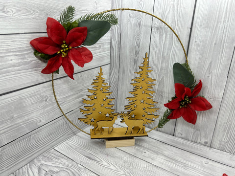 MDF Christmas deer scene in hoop
