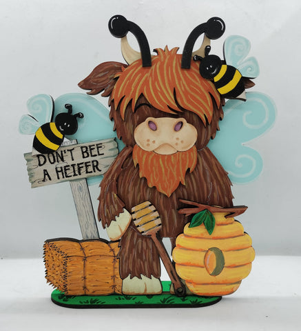 MDF Highland Cow Standing Bee