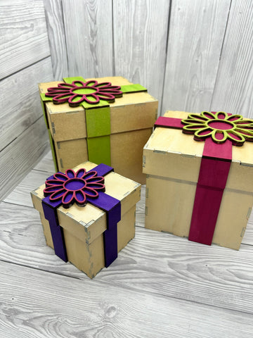 MDF set of 3 Daisy boxes