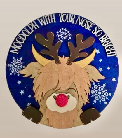 MDF Moodolph plaque highland cow plaque / sign
