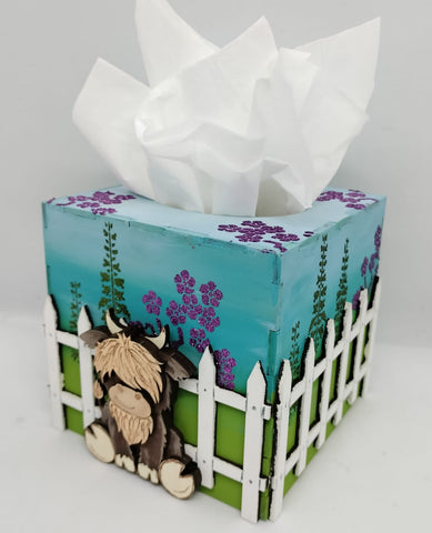 MDF HIGHLAND COW - TISSUE BOX COVER