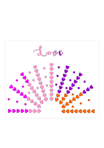 VALENTINE - Rainbow Hearts stencil