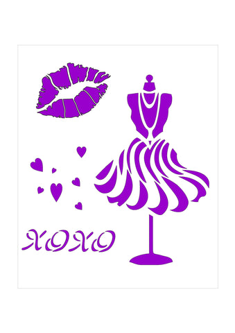 Perfume lips and dress stencil, part of perfume themed release