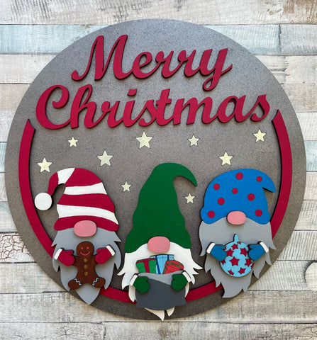 MDF Gnome Merry Christmas Plaque