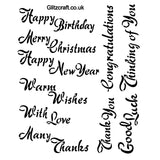 Common Sentiments Stencil .. Birthday .. Christmas ... Congratulations ..