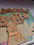 Merry Christmas Deer stencil, cartoon style