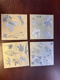 Rub on floral sheet with coasters