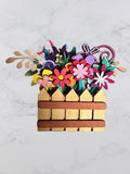 MDF flower box with an abundance of flowers