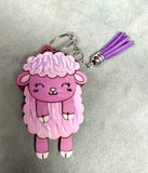 MDF 3d Animal Keychains, highland cow, rabbit, frog, cat, fox, raccoon and sheep