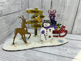 MDF A4 postcard pop out Santa sleigh scene.