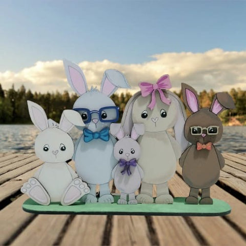 MDF Easter bunny family