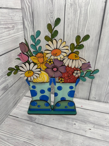 MDF spring flower wellingtons