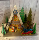 MDF triangle shaped Christmas scene