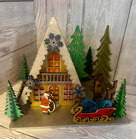 MDF triangle shaped Christmas scene