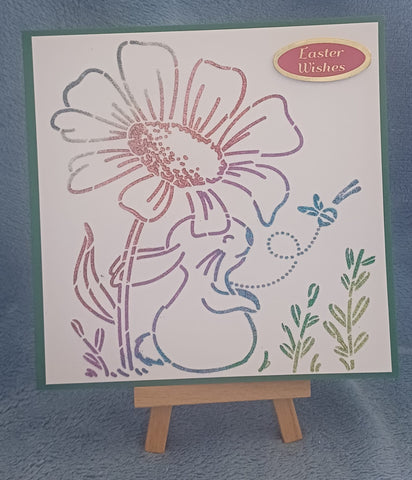 Large flower and bunny stencil