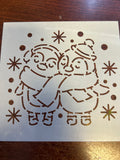 Penguin pair Christmas stencil 6x6