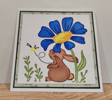 Large flower and bunny stencil