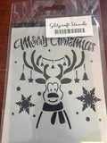 Merry Christmas Deer stencil, cartoon style