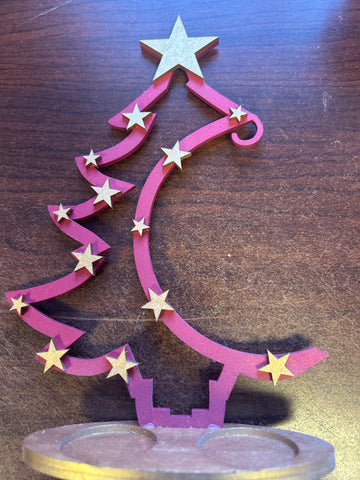 MDF Christmas tree tea light holder