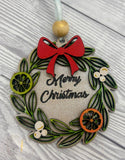 MDF Merry Christmas Wreath Ornament