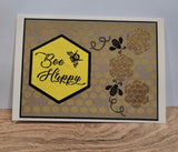 BEE HAPPY honeycomb and bee stencil