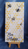 BEE HAPPY honeycomb and bee stencil