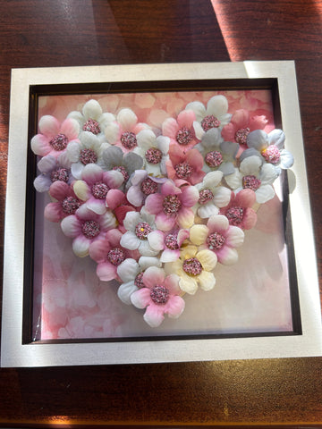 MDF floral square heart frame