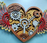 MDF layered steampunk style heart