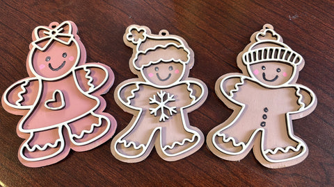 MDF Set of 3 Gingerbread ornaments