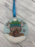 MDF highland cow baubles
