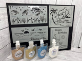 Beach Stencil and glitter pastes pack