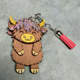 MDF 3d Animal Keychains, highland cow, rabbit, frog, cat, fox, raccoon and sheep