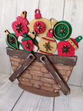 MDF Basket with Ornaments or Poinsettia or Hot Cocoa