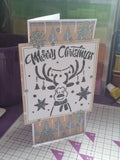 Merry Christmas Deer stencil, cartoon style