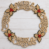 MDF Merry Christmas Wreath 2 layer