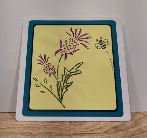 Thistle and bee stencil