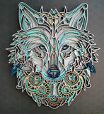 MDF layered steampunk wolf