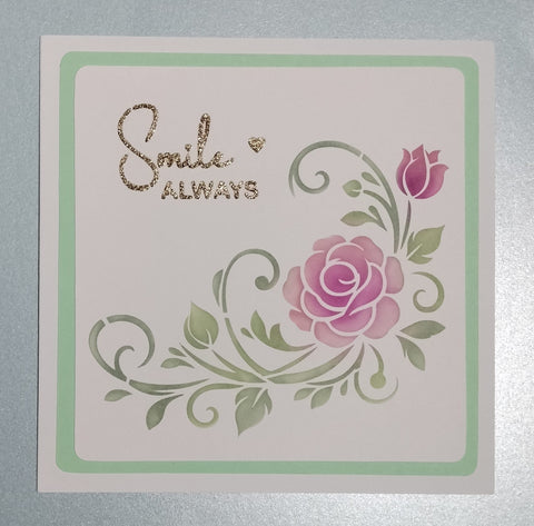 Smile floral corner stencil