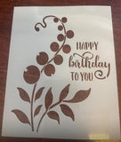 Happy birthday to you floral stencil