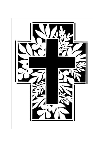 Easter Floral Cross stencil