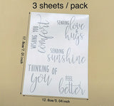 3 sheets of rub on foil transfers
