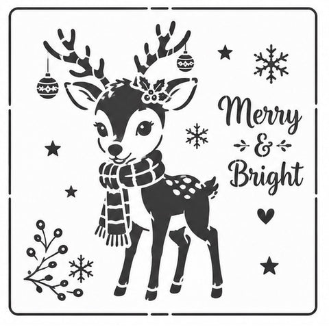 Merry and bright Deer stencil