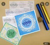 3 sheets of rub on foil transfers