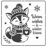 Warm wishes and winter kisses fox stencil