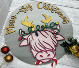 MDF Moo-ry Christmas highland cow