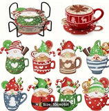 Diamond art Christmas coasters set of 8 with stand