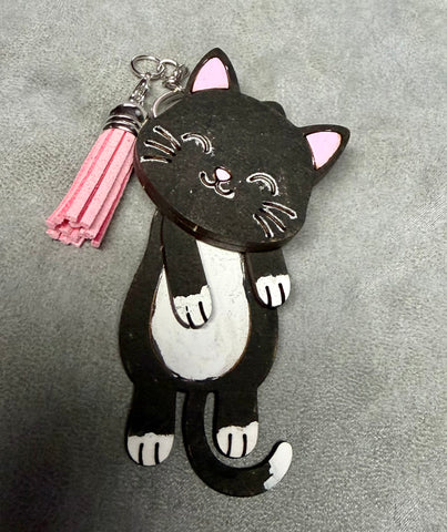 MDF 3d Animal Keychains, highland cow, rabbit, frog, cat, fox, raccoon and sheep