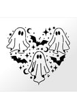 HALLOWEEN - Ghosts and Bats Heart Stencil