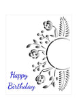 Happy Birthday Floral Circle Stencil